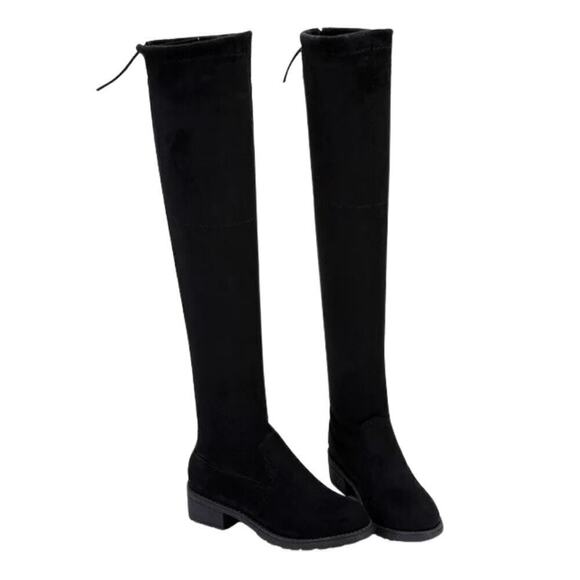 Time and Tru Women's Black Knee-High Boots, Size 6 Stylish Faux Suede - Picture 1 of 9